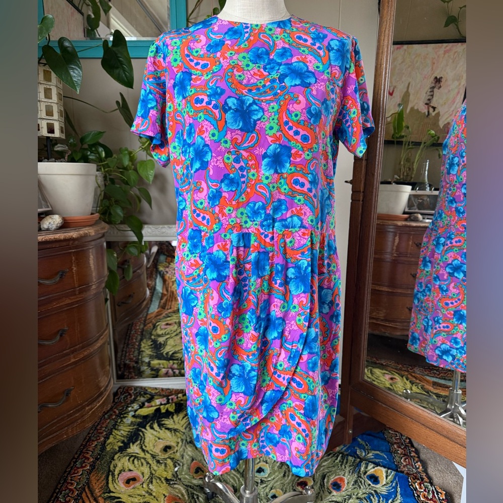 Vibrant Floral Multicolor Dress, size XL